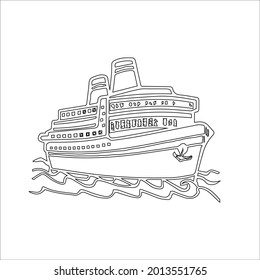 color page boat line art