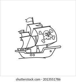 color page boat line art