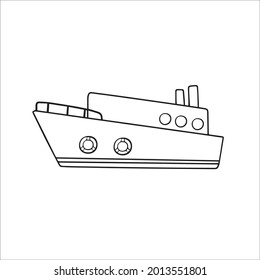 color page boat line art