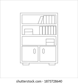color page bookshelf stationary line art