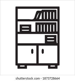 color page bookshelf stationary line art