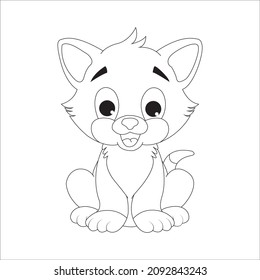 Color page cat vector line art