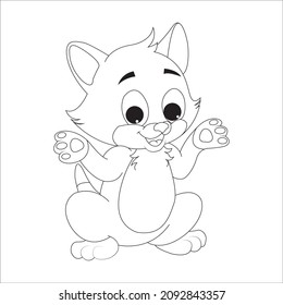 Color page cat vector line art