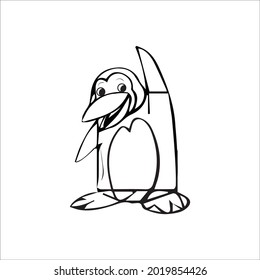 color page penguin line art
