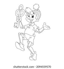 Farbseite Pinocchio Line Art