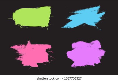Color paint brush strokes set