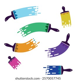 color paint brush color vector set
