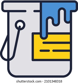 El cubo de pintura de color puede aislar el icono vectorial en el fondo blanco. Material de renovación de la casa. Contenedor con símbolo de tinte