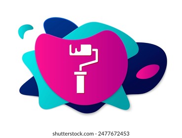 Icono de pincel de rodillo de pintura aislado sobre fondo blanco. Anuncio Abstractas con Formas líquidas. Vector