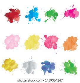 Color Paint Splashes Background Set