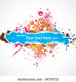 Color paint splashes background. Vector.