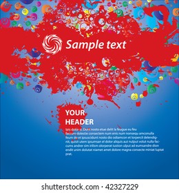 Color paint splashes background. Vector.