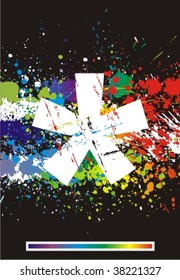 Farbfarbe Splash-Schriftart. Farbverlauf-Vektorhintergrund. Symbol *.