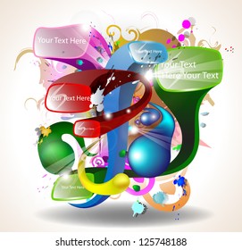 Color paint splashes and  speech bubble