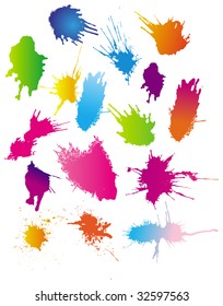 Color paint splashes. Vector