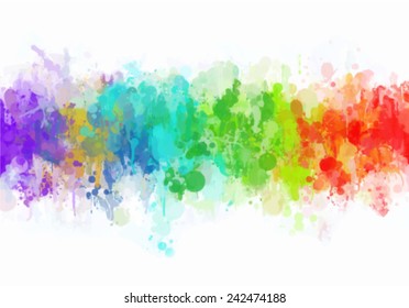 Color paint splashes watercolor vector background