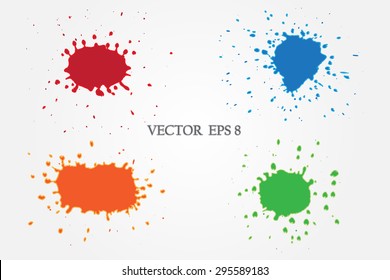 Color paint splat.Paint splashes set for design use.Abstract vector illustration. 