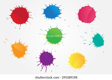 Color paint splat.Paint splashes set for design use.Abstract vector illustration. 