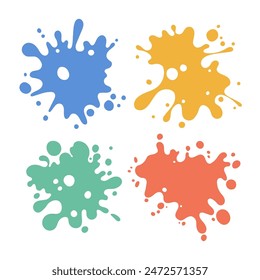 Color paint splatter. Colorful ink stains, abstract paints splashes and wet splats. Watercolor or slime stain vector set. Colorfull stain and splash, splat messy, inkblot splashing illustration.