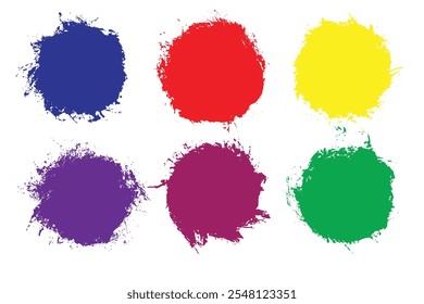 Color paint splatter. Colorful ink stains, abstract paints splashes and wet splats. Watercolor or slime stain vector set. Colorful stain and splash, splat