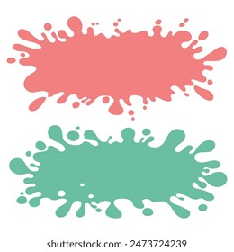 Color paint splatter. Colorful oval horizontal stains, abstract paints splashes and wet splats. Vector shapes with splashes.