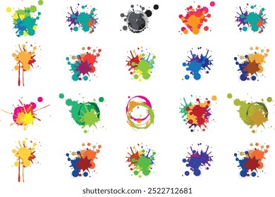 Color paint splatter. Spray paint blot element. Colorful ink stains mess. Colorful paint splatters.