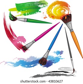 Color paintbrush with splashes