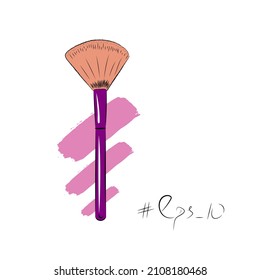 Pincel de maquillaje pintado en color, plantilla vectorial. Tendencias de color.