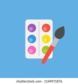 color palate and paintbrush in flat design