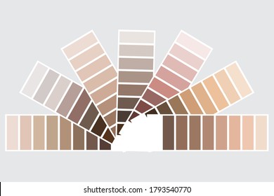 Farbpalette. Beige Farbtöne. Eine Farbpalette in Pastellfarben. Paletten verschiedener Hautfarben. Wählerbild.