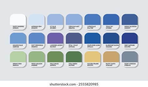 Color Palette Bluebonnet (Texas, USA) Flower, Bluebonnet Flower Color Guide Palette with Color Names. Catalog Samples of Lupinus subcarnosus Flower colors with RGB HEX code. Fashion Trend blue color