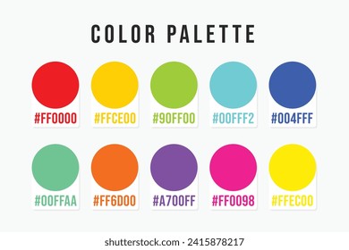 color palette. Bright Color Catalog Inspiration Samples in RGB. Colour chart idea vector