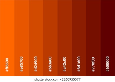 Color palette of Brown color with color code. Tone color guide. Vector illustration EPS 10 File.