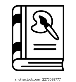 Color palette and brush on book, vector design of art book