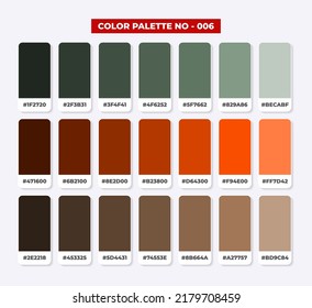 Color palette catalog samples in RGB HEX, Neomorphism Vector, Orange and brown colour guides