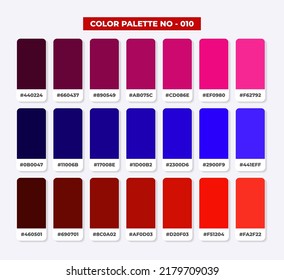 Color palette catalog samples in RGB HEX, Neomorphism Vector, Pink, blue and orange colour guides