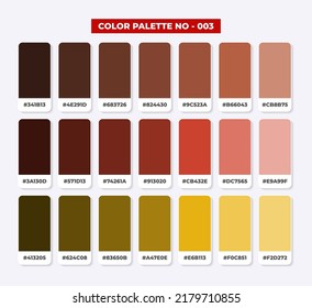 Color palette catalog samples in RGB HEX, Neomorphism Vector, Brown and yellow colour guides