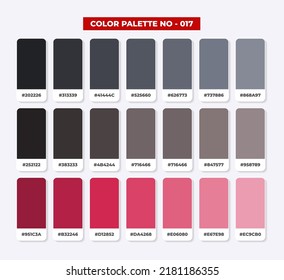 Color palette catalog samples in RGB HEX, Neomorphism Vector, Grey rose and pink colour guides and shades