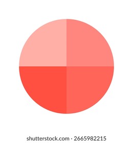 Color palette chart. Vector data symbol. Infographic circle diagram. Warm red shades.