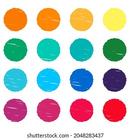 Color palette circles Icon design, Colorful chalk. Draw a picture on the white background.