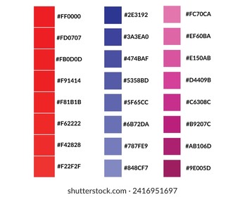 Farbpalette mit Farbcode. Vektorgrafik mit Farbschleifen.