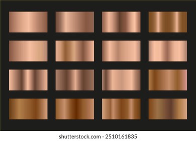 Color Palette collection of bronze metallic gradients