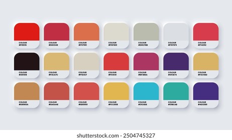 Color Palette, Colour Swatches in RGB, HEX Colors, Bright Colour in HEX Codes Catalog, Paint Palette, Colorful Tones