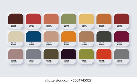 Color Palette, Colour Swatches in RGB, HEX Colors, Bright Colour in HEX Codes Catalog, Paint Palette, Colorful Tones