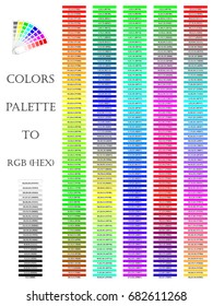 Color Palette Composition Shade Chart Conform To Pantone RGB And HEX Description Guide On White Background Of Illustrator