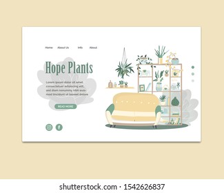 Color palette designing interior decorations. Interior design, house decoration service, interior design home plants, yellow sofa. Website vibrant landing web page template.