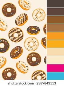 Color Palette dessert with donuts background