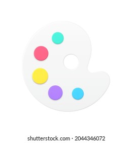 Color palette for drawing 3d icon. Volumetric colorful creative tool for landscapes and vivid sketching. Minimalistic paints for painting. Main tool of creative person. Realistic isolated vector