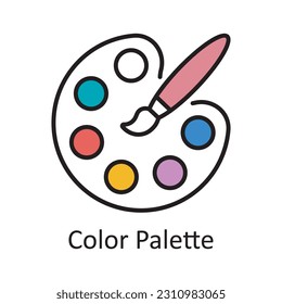 Color Palette Filled Outline Icon Design illustration. Art and Crafts Symbol on White background EPS 10 File