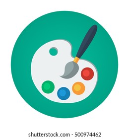 Color palette flat vector icon that shows concept such as edit themes, painting, art design creativity, artist  artwork for your personal or commercial project